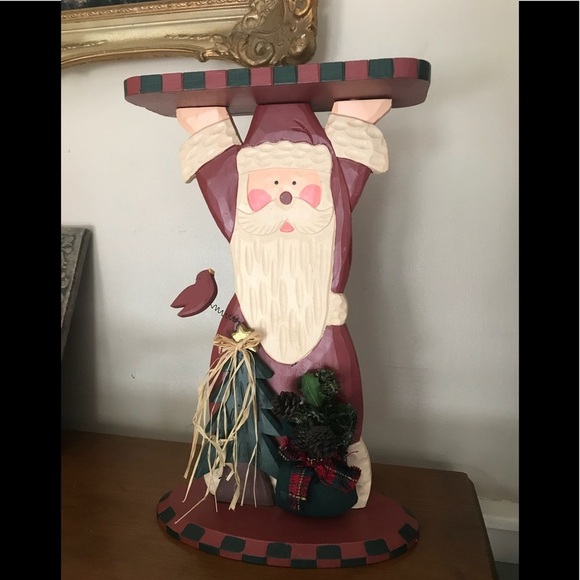 Rare VTG Handcrafted Tall Santa Wood Shelf Decor